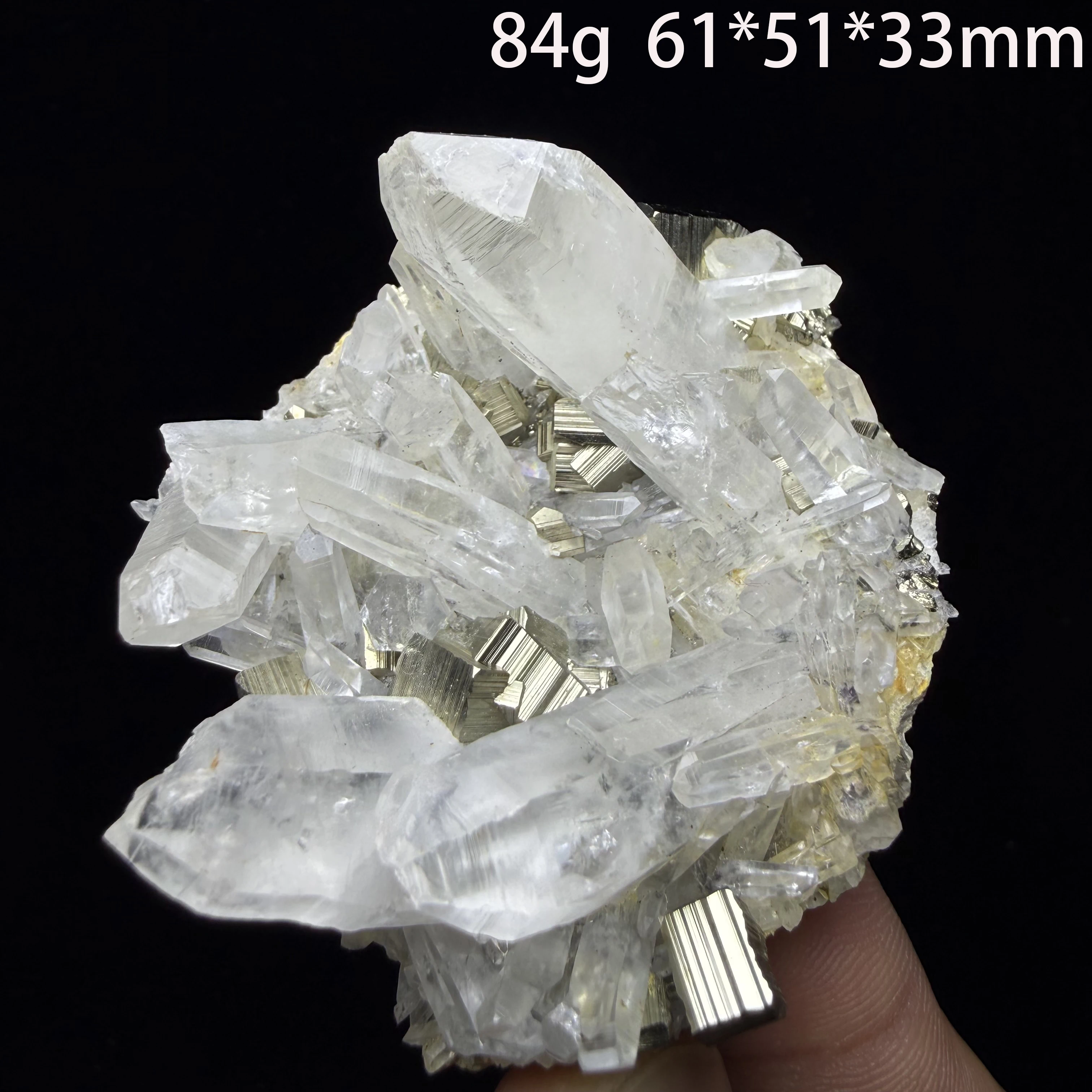 Natural Pyrite Quartz Crystal Cluster Mineral Specimen Rare Pyrite In Quartz Healing Crystal Collection Home Ornament A3-2-12
