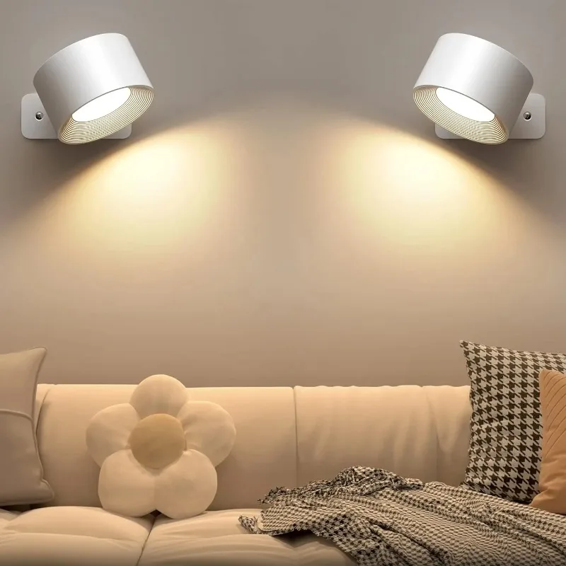 Lámparas LED de pared para interiores con batería recargable de 2000mah, luz de pared ajustable con rotación de 360 grados, accesorios nórdicos modernos, decoración de dormitorio