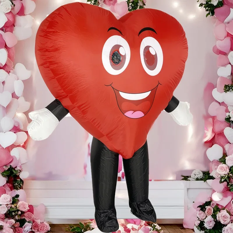 

Inflatable Valentine's Day Costume Adult Inflatable Red Love Suit Fun Halloween Party Mascot Love Dress Up