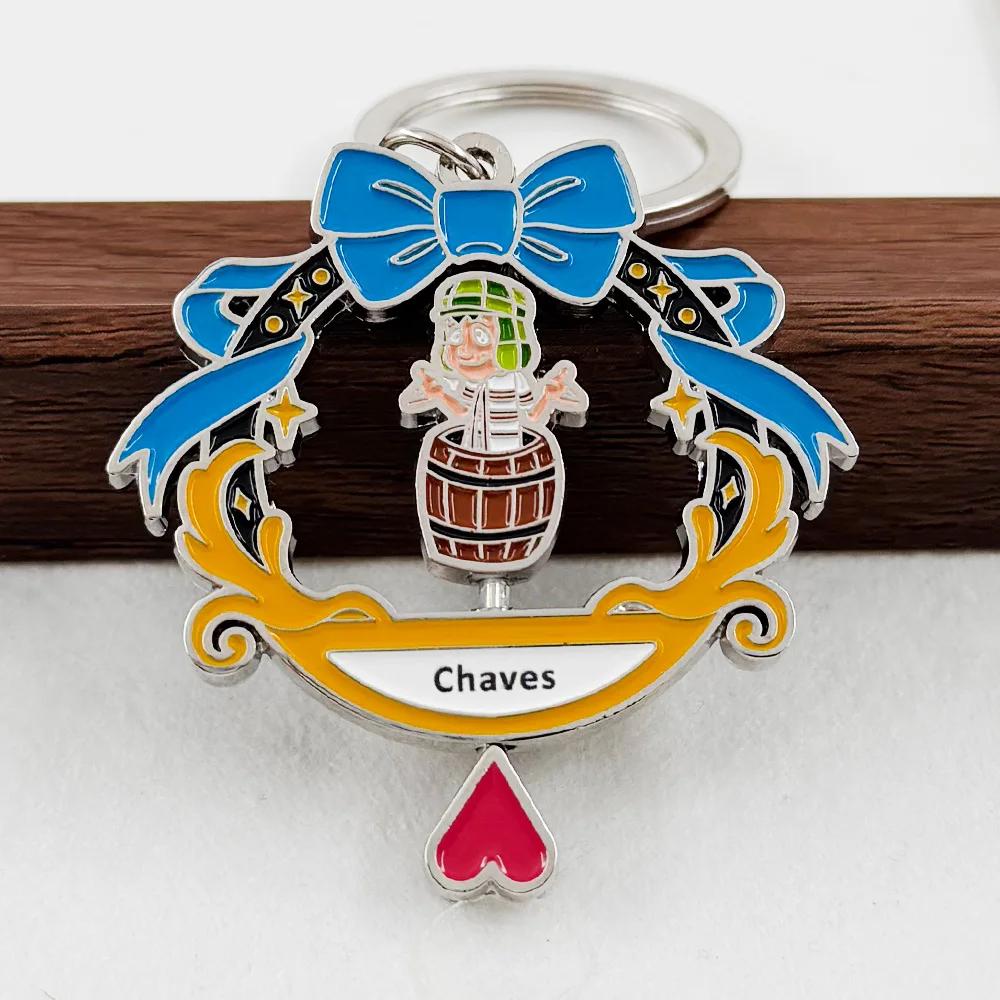 Rotating El Chavo del Ocho Keychain Chaves del 8 Enamel Keyring Spinner Jewelry Bag Charm Cute Cartoon Souvenir Gift for Fans