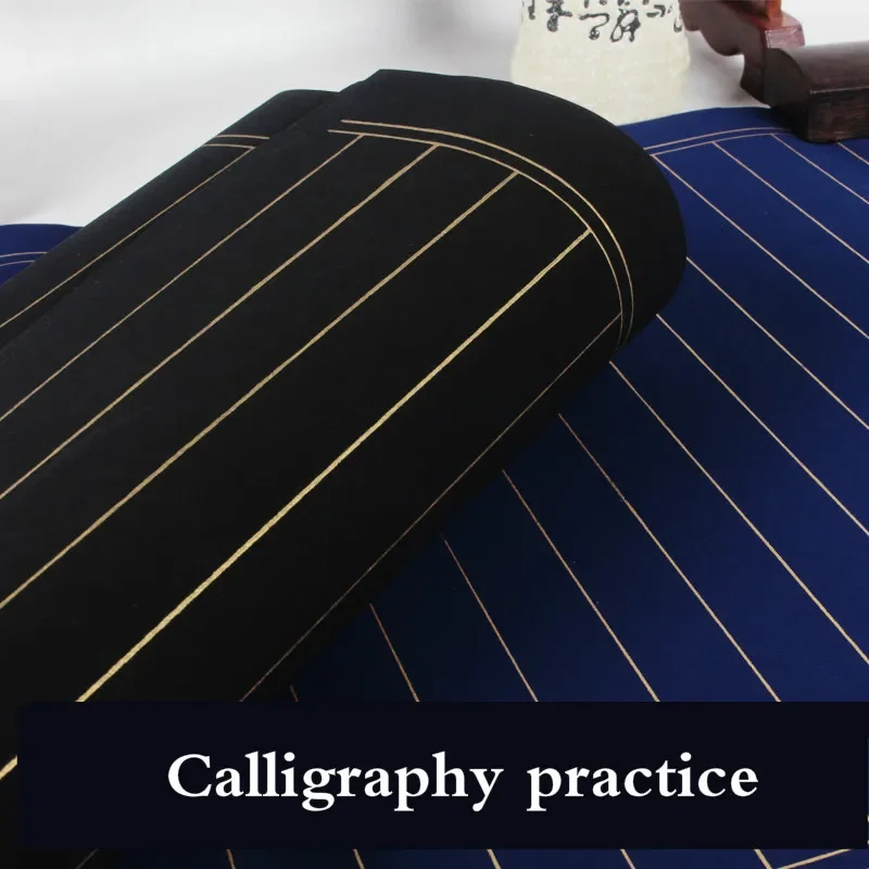 Vertical Grids Black Blue Half-ripe Xuan Paper Chinese Pastel Paper Rice Brush Calligraphy Creation Copy Scriptures Papel Arroz