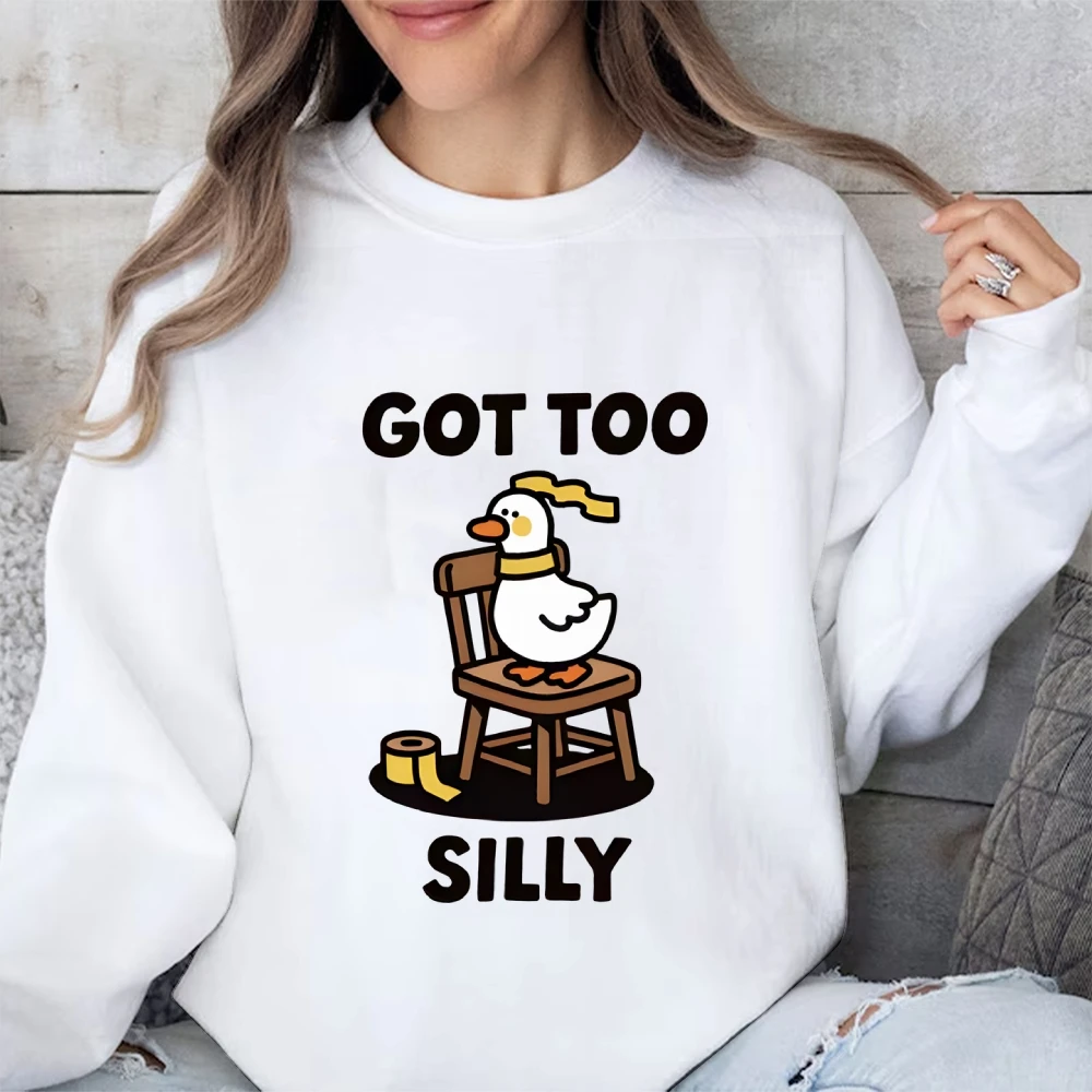 

Толстовка с рисунком из мультфильма Got Too Silly Goose, уличная одежда с длинными рукавами в городском стиле, свитер с круглым вырезом, свитшот в стиле бохо