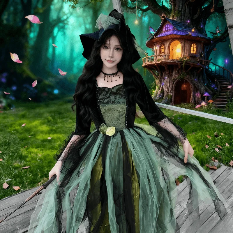 

Карнавальный костюм ведьмы, платье для сценических выступлений, платье для косплея, наряд для вечеринки