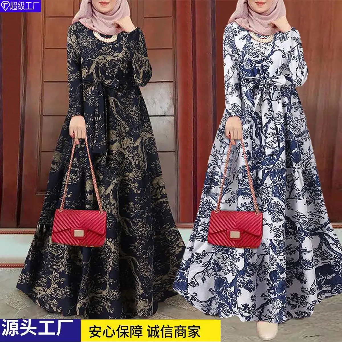 

S-3XLMuslim's Dresses for Women Muslim Abaya Dress Dubai Eid Femme Luxury Islamic Evening Party Elegant Long Robe