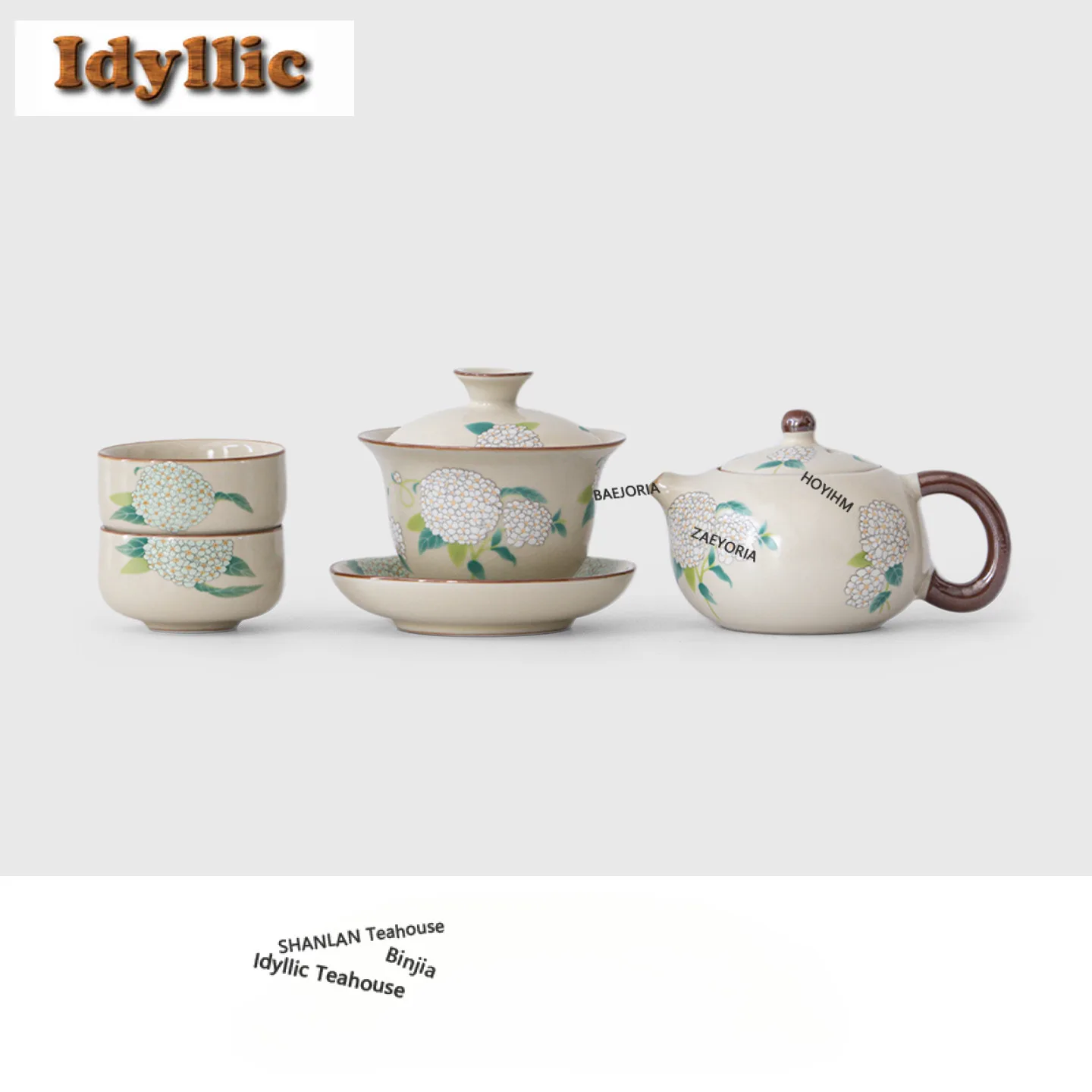 

Ru Kiln Hydrangea Tea Set Complete Set Creative Tea Ceremony Set Tea Making Teapot And Tea Cup Set Cafes Supplies Decoration