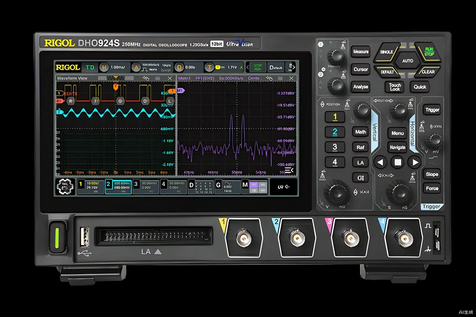 RIGOL DHO914/DHO914S/DHO924/DHO924S 4Channel 125/250MHz Digital Oscilloscope 12 Bit 1.25GSa/Sec 50MPts Depth