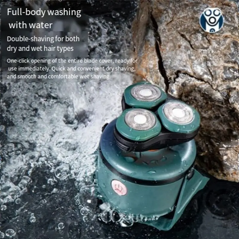 ماكينة حلاقة كهربائية متعددة الوظائف بثلاثة رؤوس قابلة للغسل في الجسم بالكامل، شفرة عائمة للرجال #2