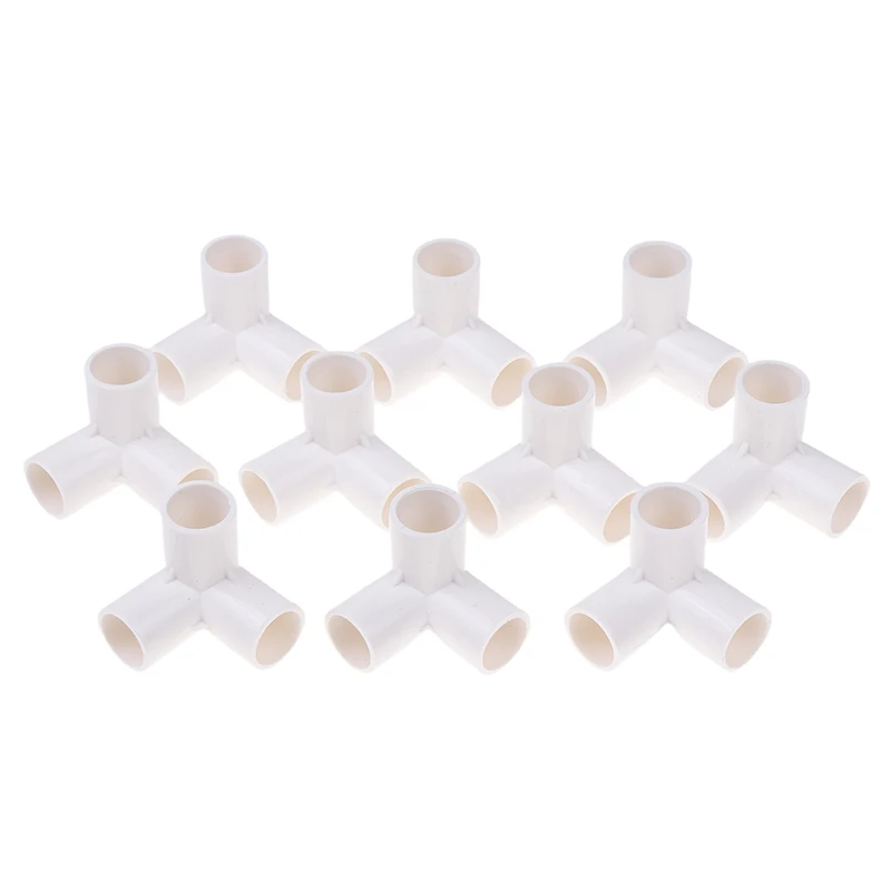 10Pcs PVC Elbow 3 Way Pipe Fittings PVC Garden Right Angle Tee Corner Joint Tent Feet Corner Center Connector