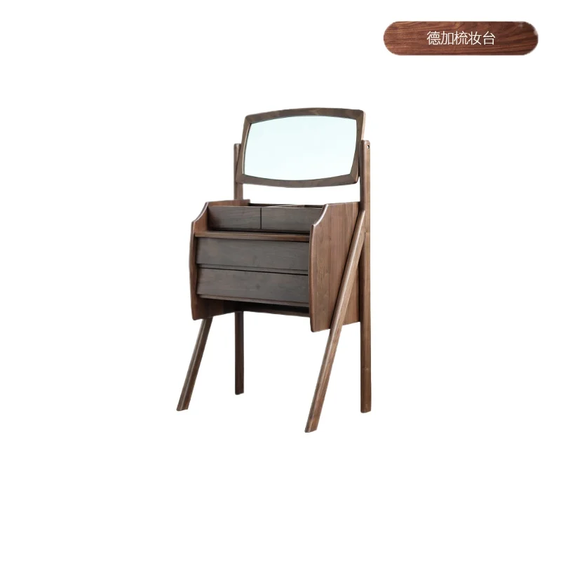 

Dresser black walnut solid wood modern simple bedroom storage small apartment makeup table makeup table