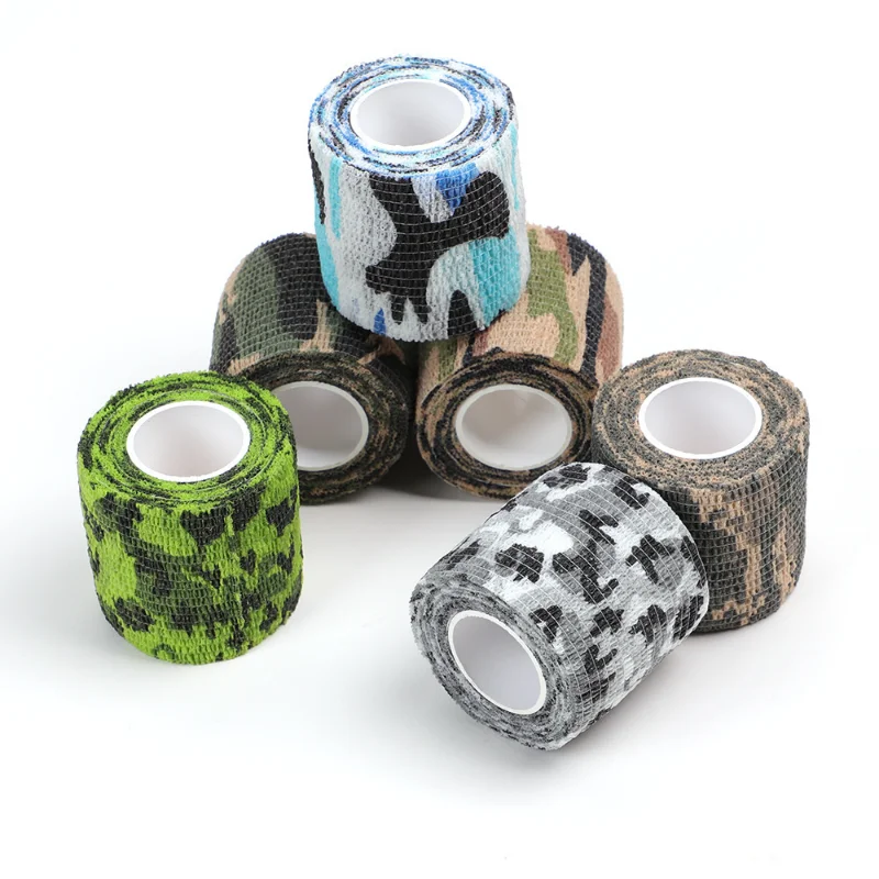 1 Roll 5cm*4.5m Camo Wound Dressing Tape Nonwovens Self-adhesive Elestic Camouflage Patch Tie Tape Plaster