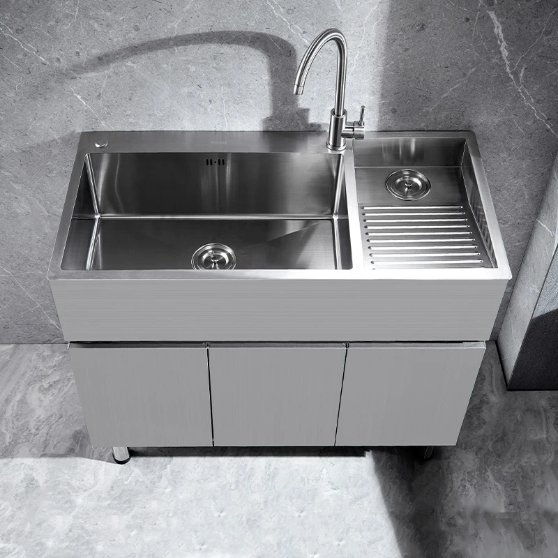 

Stainless Steel Wash Wardrobe 304 Sink Cabinet Laundry Tub Washbasin Wash Basin with Washboard Bathroom Cabinet Floor Type