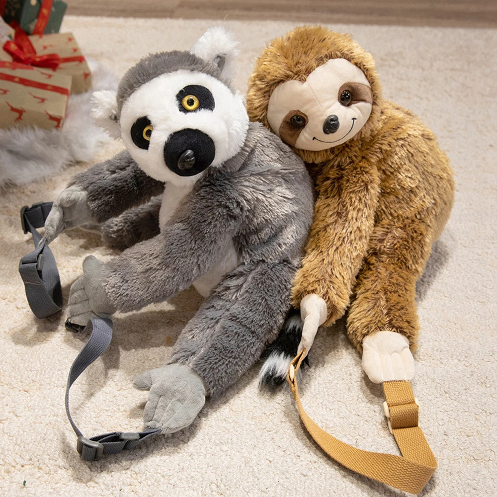 

Плюшевая сумка-рюкзак премиум-класса в виде животных: реалистичный лемур, ленивец, жираф, серый слон, лев, овца