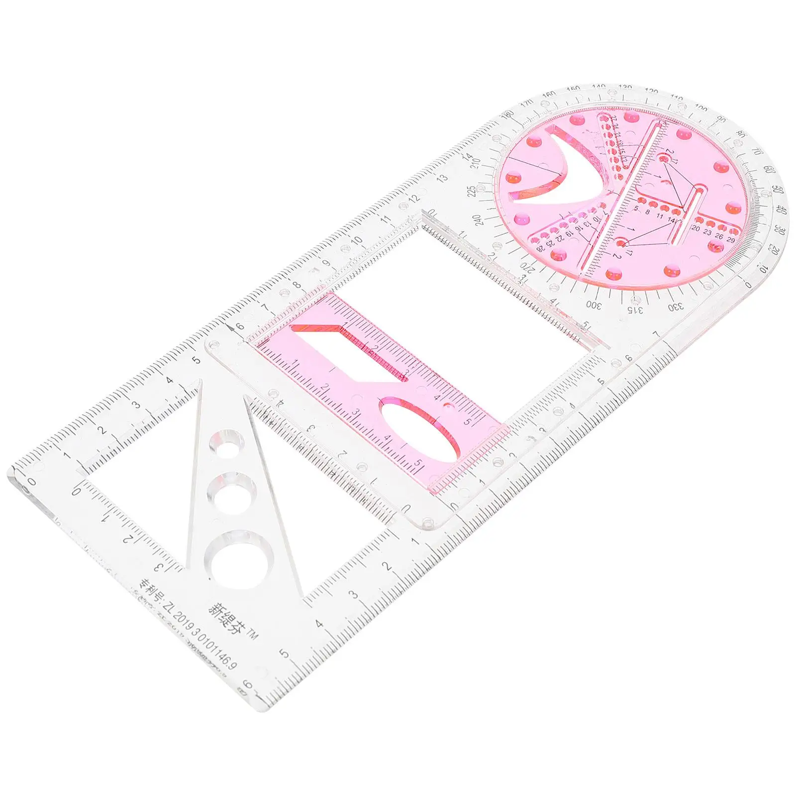 Multifunctional Geometric Ruler Drawing Templates Measuring Craft Rulers Scale for Math Supplies Plastic