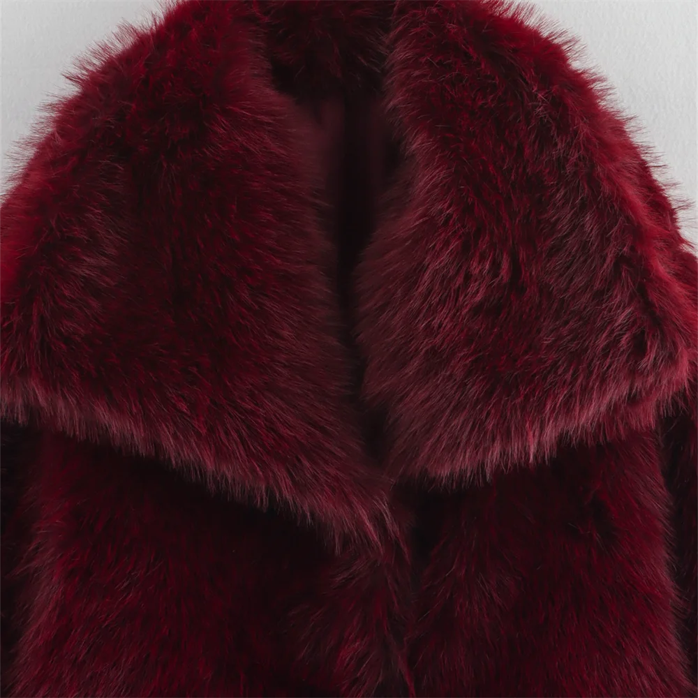 2024 RARA large lapel versatile casual style thick warm short plush solid color coat winter new women's clothing