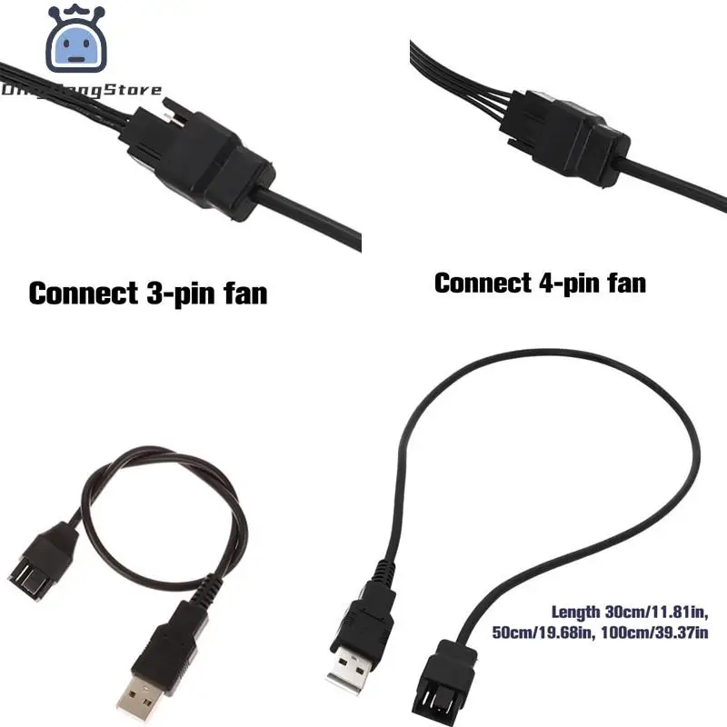 30/50/100 см 3/4 контактный адаптер с вентилятором на USB Кабели Компьютерный ПК Вентилятор кабель питания Соединительный адаптер