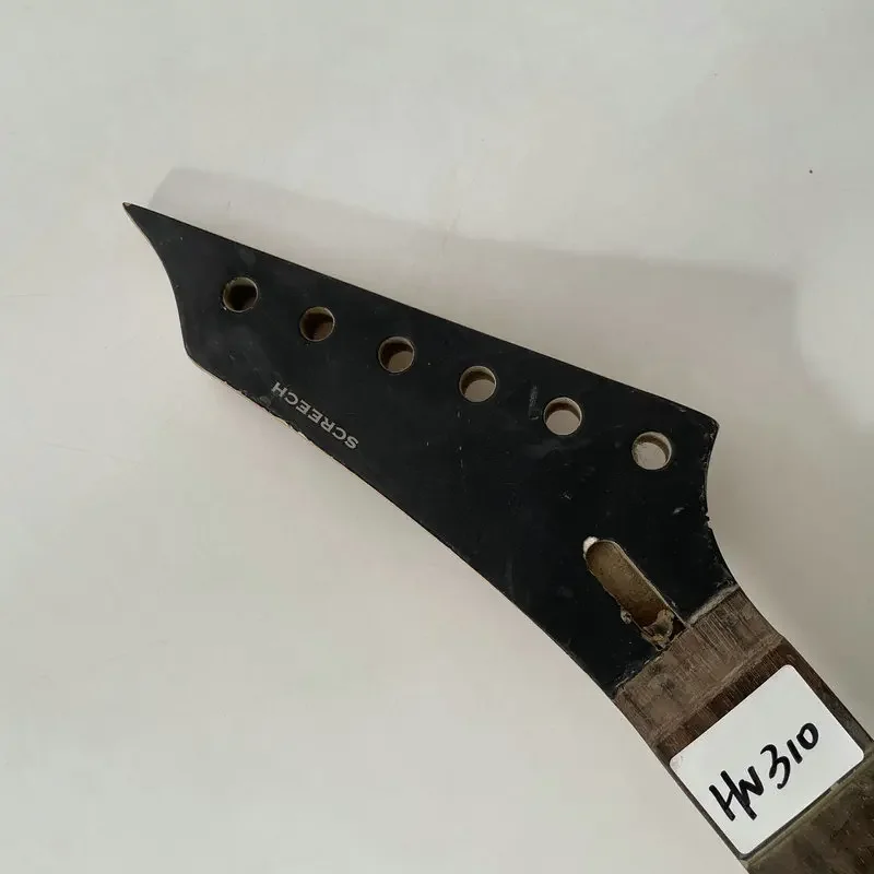 HN310  Floyd Rose Electric Guitar Unfinished 24 Frets Guitar Neck with Custom Inlay Reversed Headstock with Damages for DIY