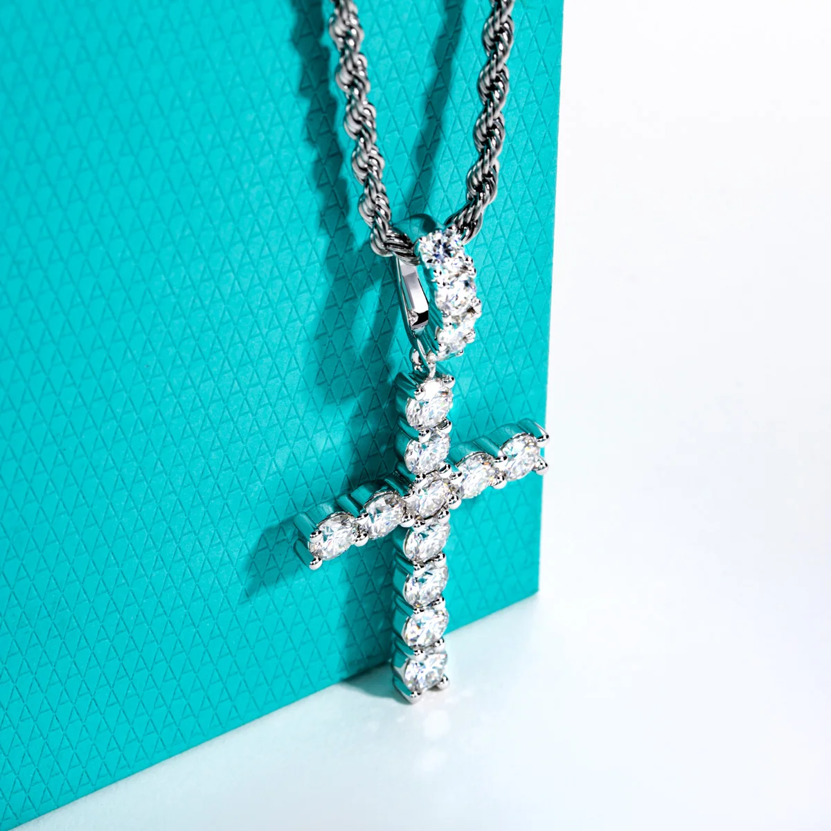 Cross Pendant Layered D Color VVS1 Moissanite Hip Hop Necklace 6.7 CTTW S925 Sterling Silver Trendy Street Fine Jewelry Gift For Men Daily Wear