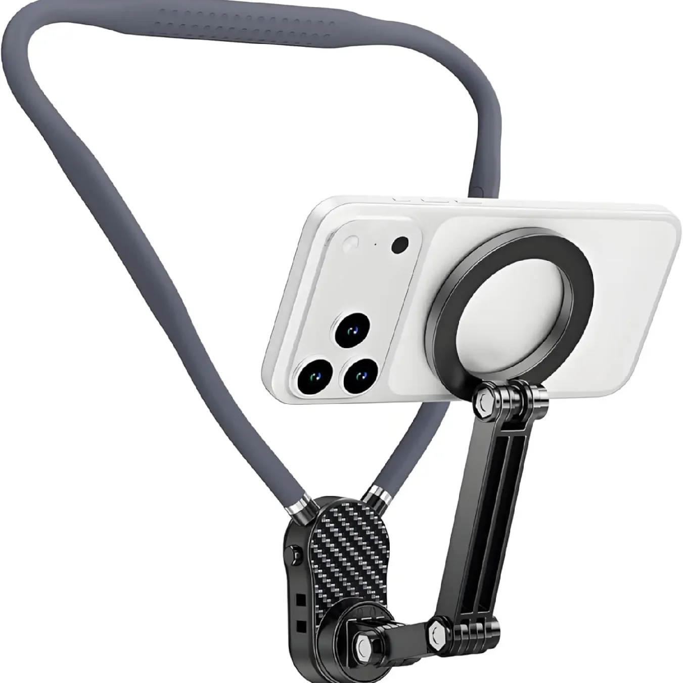 

Magnetic Neck Phone Holder, POV/Vlog Recording Selfie Hand Free Neck Mount, Cooking/Riding Video Fliming, Anti-Shake Chest Strap