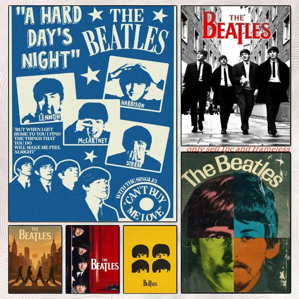 Cool Boy Rock Music T-The Beatles Band Poster Premium PP Wall Decal - Peel & Stick, HD Print, Waterproof Home Decor