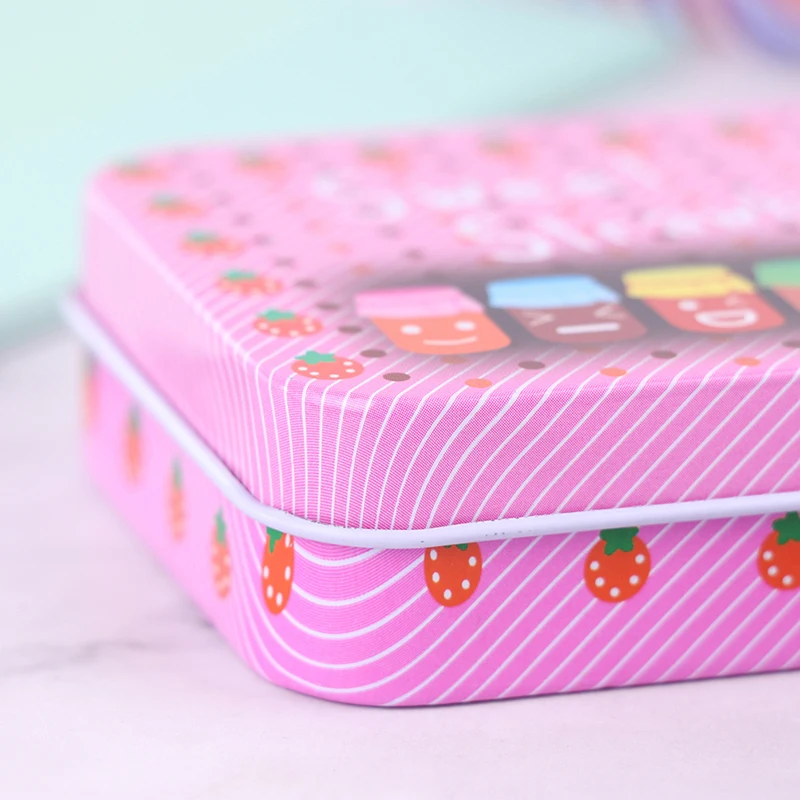 Mini Cute Cartoon Metal Tin Box Rectangular Jewelry Cosmetic Storage Organizer For Girl Fine Gift Box Drawer Receive Storage Box