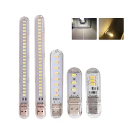 24/8/3LEDs Mini USB LED Book Light RGB Ultra Bright Reading Lamp SMD Bulb For Power Bank Laptop Notebook Portable Night Lights