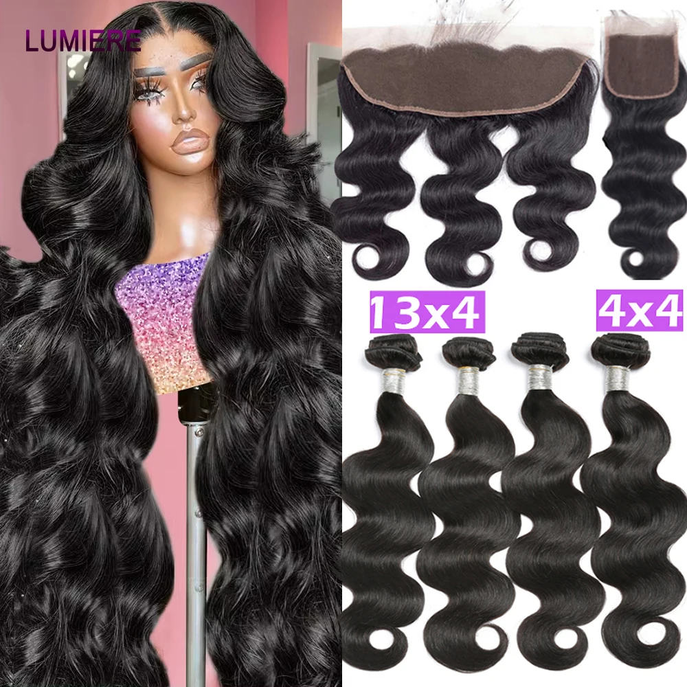 

Body Wave Raw Virgin Human Hair Bundles with HD Lace Closure Frontal 100% Wet And Wavy Human Hair Bundles with Closure Frontal