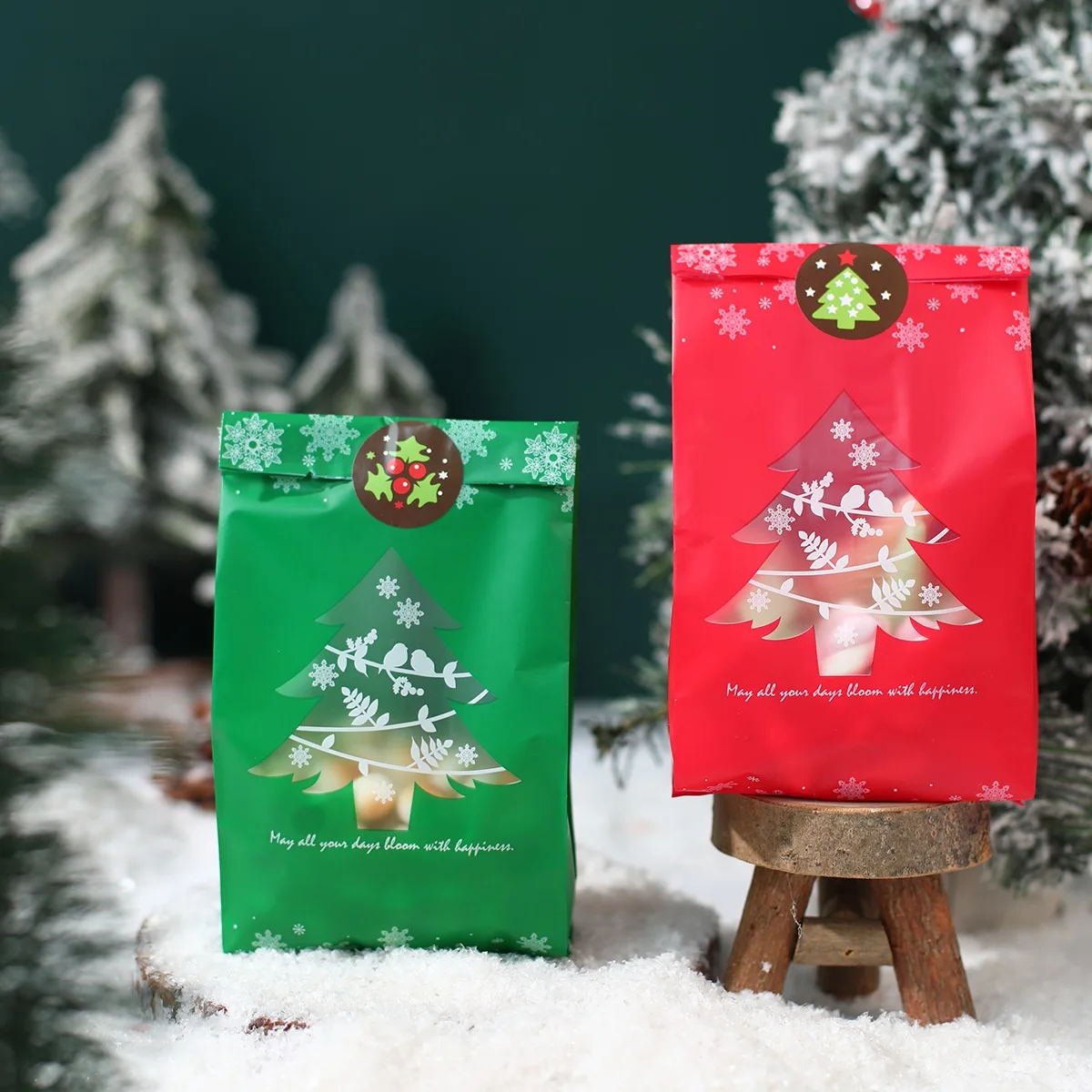 10Pcs Christmas Tree Candy Bags Merry Christmas Party Decorations For Home 2024 Kids Gift Navidad Natal Noel Happy New Year 2025 images - 6