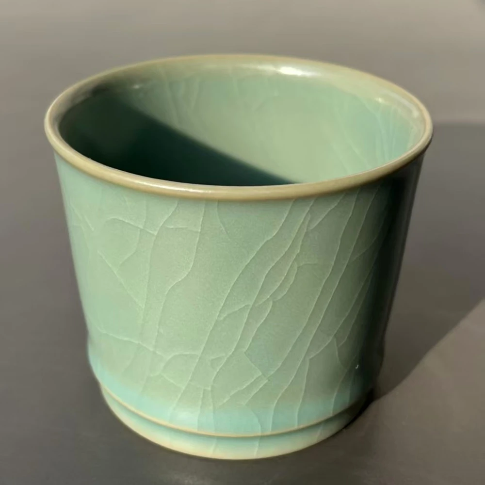 Ru Porcelain Genuine Anchient Glaze Straight-mouthed Teacup Nail Support Firing Crackle Effect Owner Cup