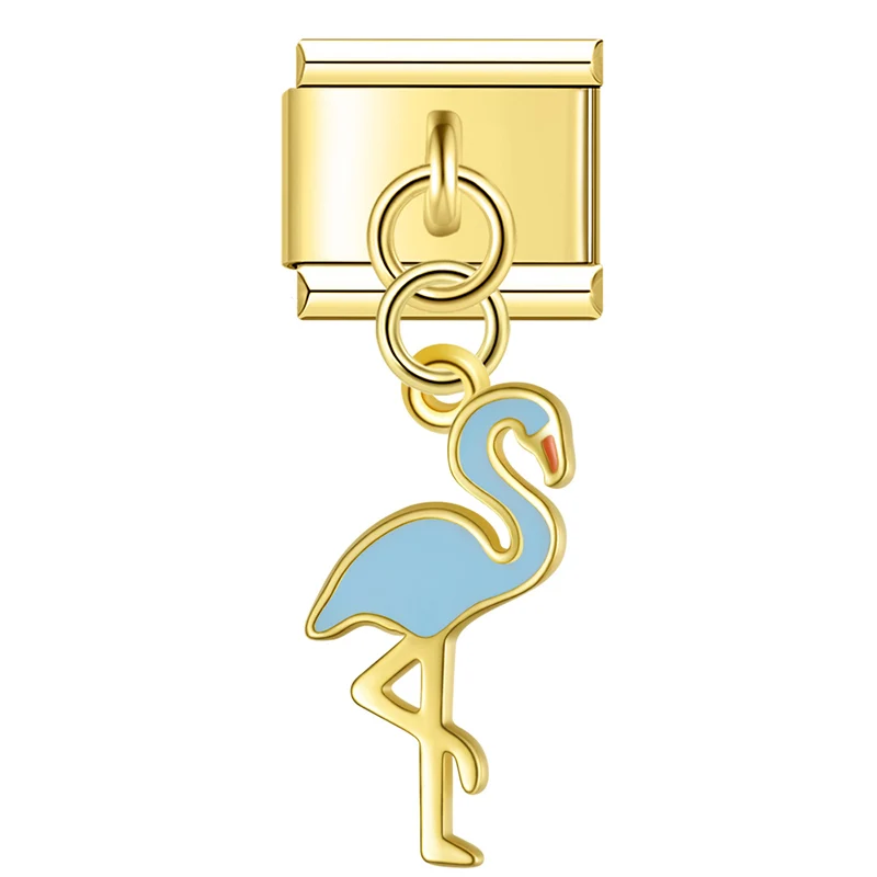 Hapiship New Cat Turtle Squirrel Red Crowned Crane Italian Charm Fit 9mm Stainless Steel Bracelet Jewelry DJ1876