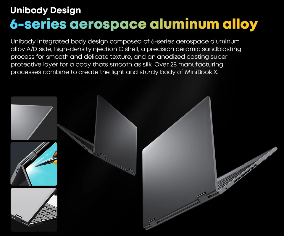 CHUWI MiniBook X U300 / N150 Laptop 10,51 Zoll 16GB RAM 512GB SSD 2-in-1 Yoga-Modus Intel Windows 11 Notebook 360 ° Wendbares WiFi 6 – Detail 11