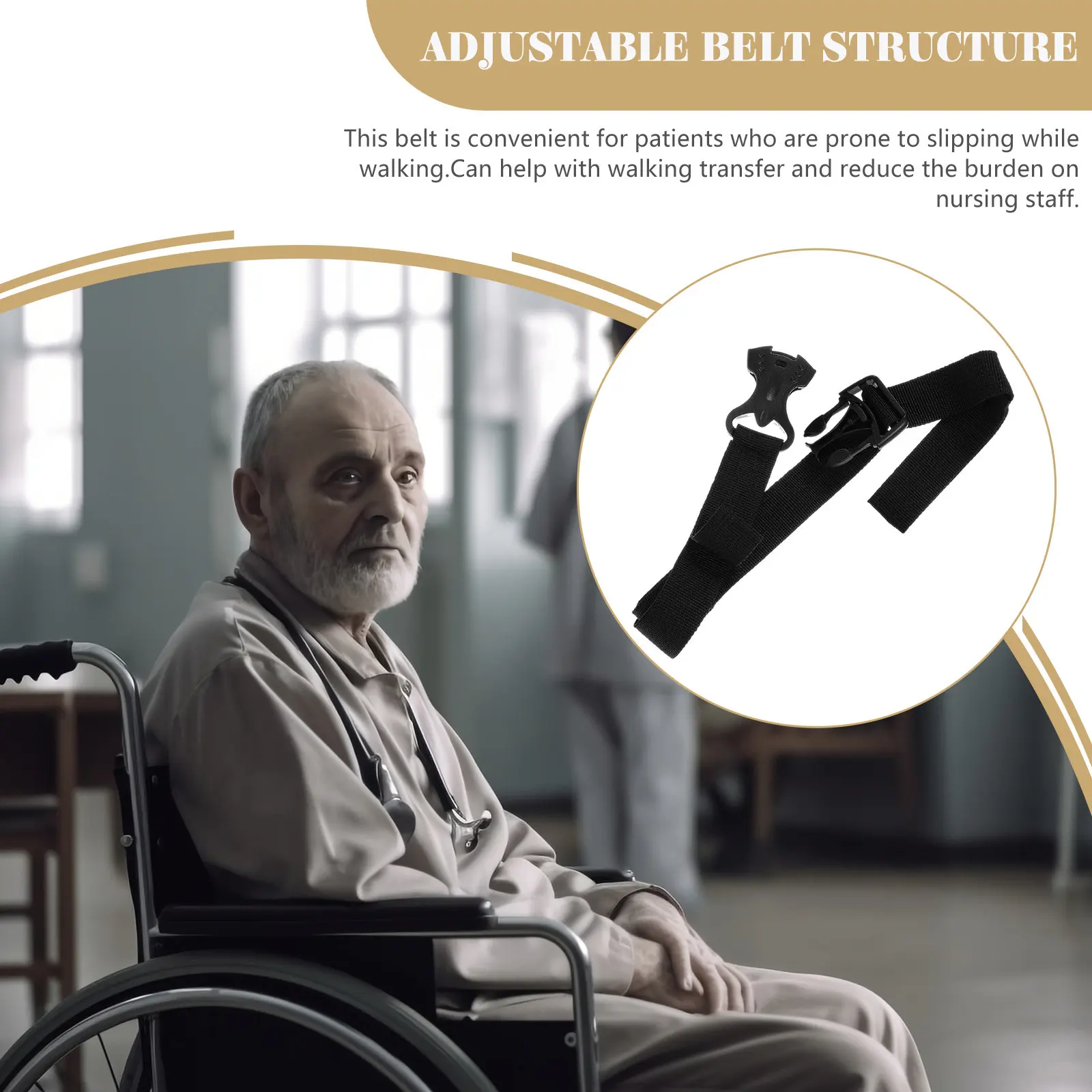 

Wear-Resist Gait Belt Stable Adjustable Walking Transfer Belt for Seniors Patients Walking Assistant Lightweight Portable Gait