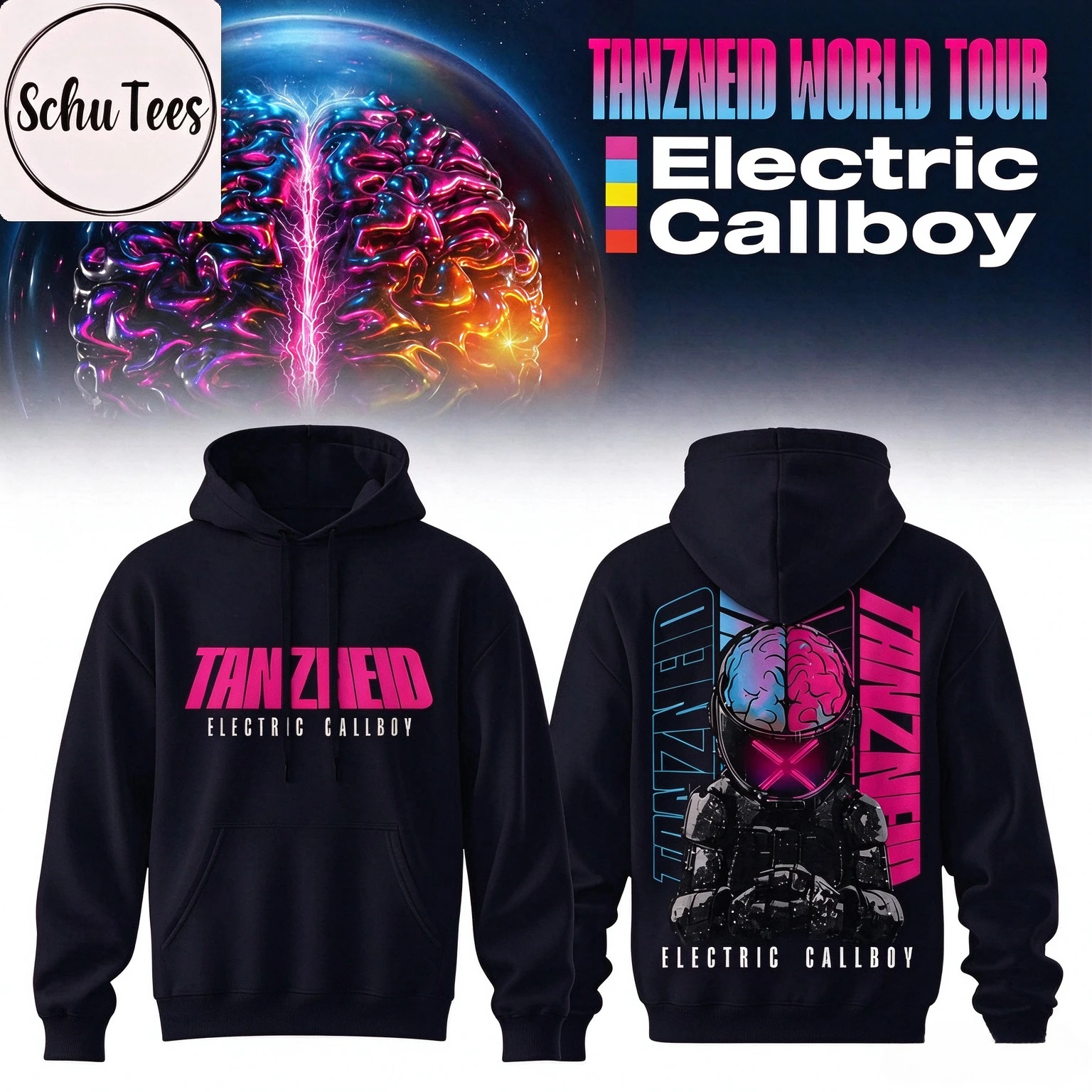 Electric Callboy Tanzneid World Tour Hoodie Front Back Print Band Graphic Hooded Sweatshirt Men Women Pullover Metal