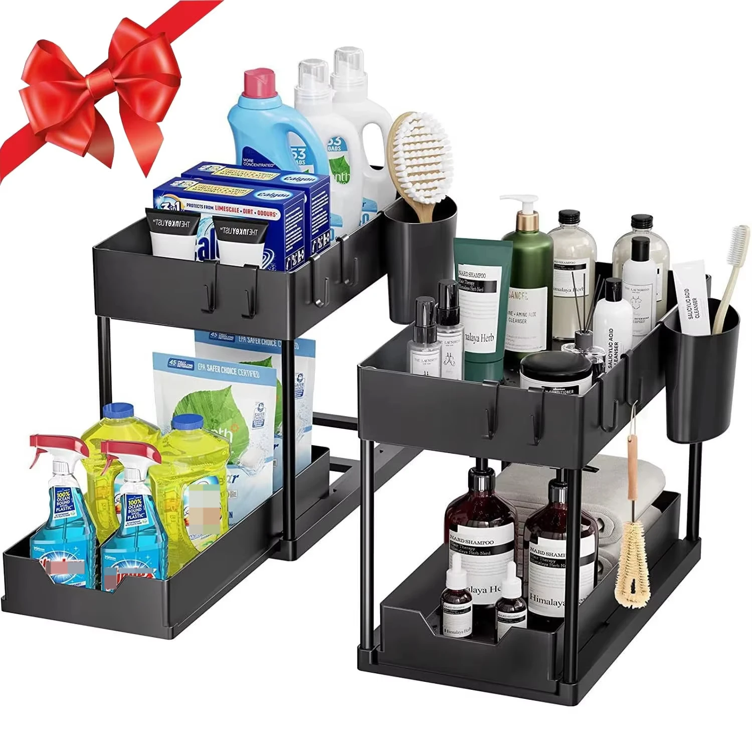 

Sink Holder 2 Tier Under Bathroom Cabinet Organizer Multi-Purpose Shelf for Bathroom Kitchen ( 2 Pack) Corner wall shelf Ecoco