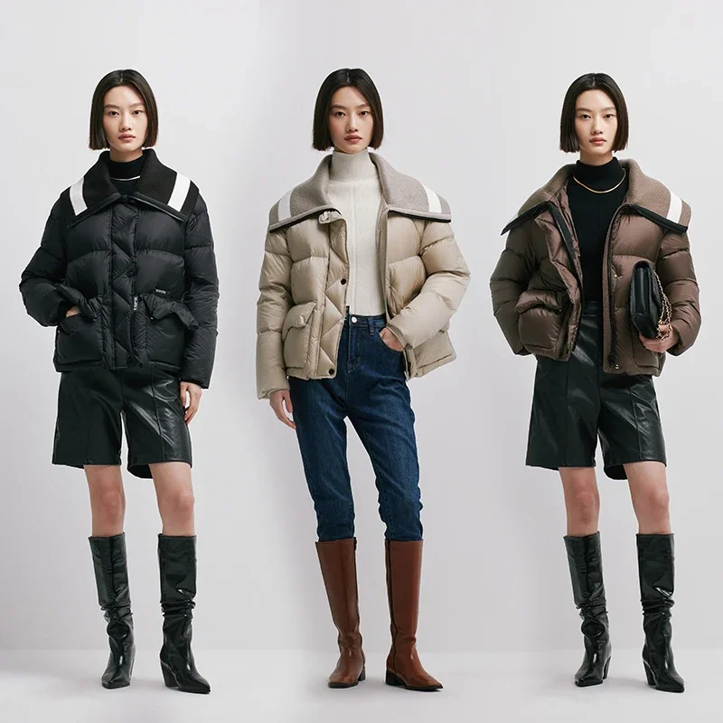 Chericom レディース ショート パファー ダウン ジャケット 90% ダック ダウン フィル コントラスト カジュアル パファー コート 軽量 パッド入り ジャケット Y298101Y