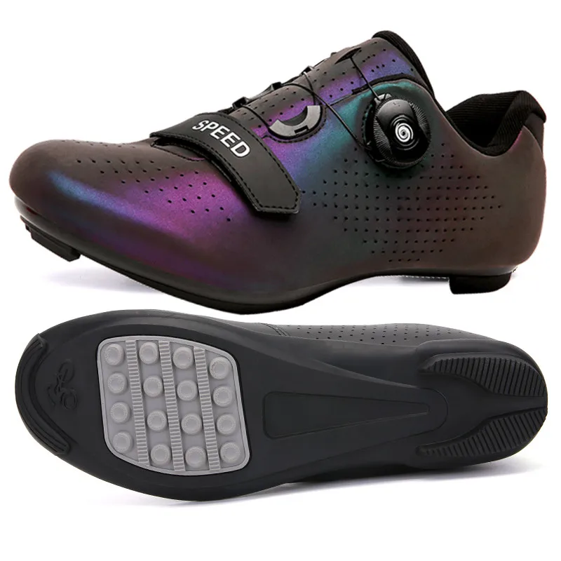 Unisex Cycling Shoes Without Lock Road Bike Shoes Outdoor Sports Bicycle Riding SPD Sneakers PU Leather Trail Racing Flat Pedal