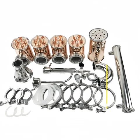 NEW  4" 102mmOD119 Mix Copper---Stainless Steel 304 Type Distiller Column,Reflux Tower Combination,Copper Bubble Plate Sets*4
