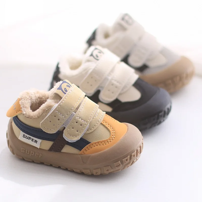 Baby Toddler Walking Shoes Winter Plush Fleece for Warmth Children's Casual Running Shoes Girls' Non Slip Sole Baby Walking Shoe