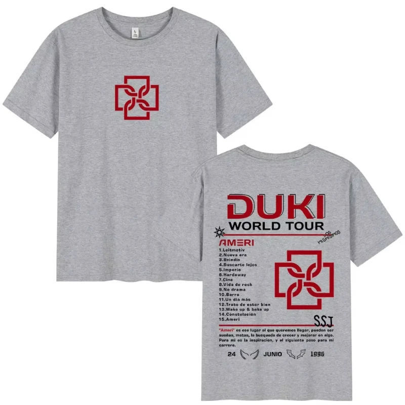 مغني الراب دوكي أميري جولة حول العالم 2025 ميرش تي شيرت الرجال النساء موضة الهيب هوب تي شيرت تقليدي القطن عادية كم قصير تي شيرت