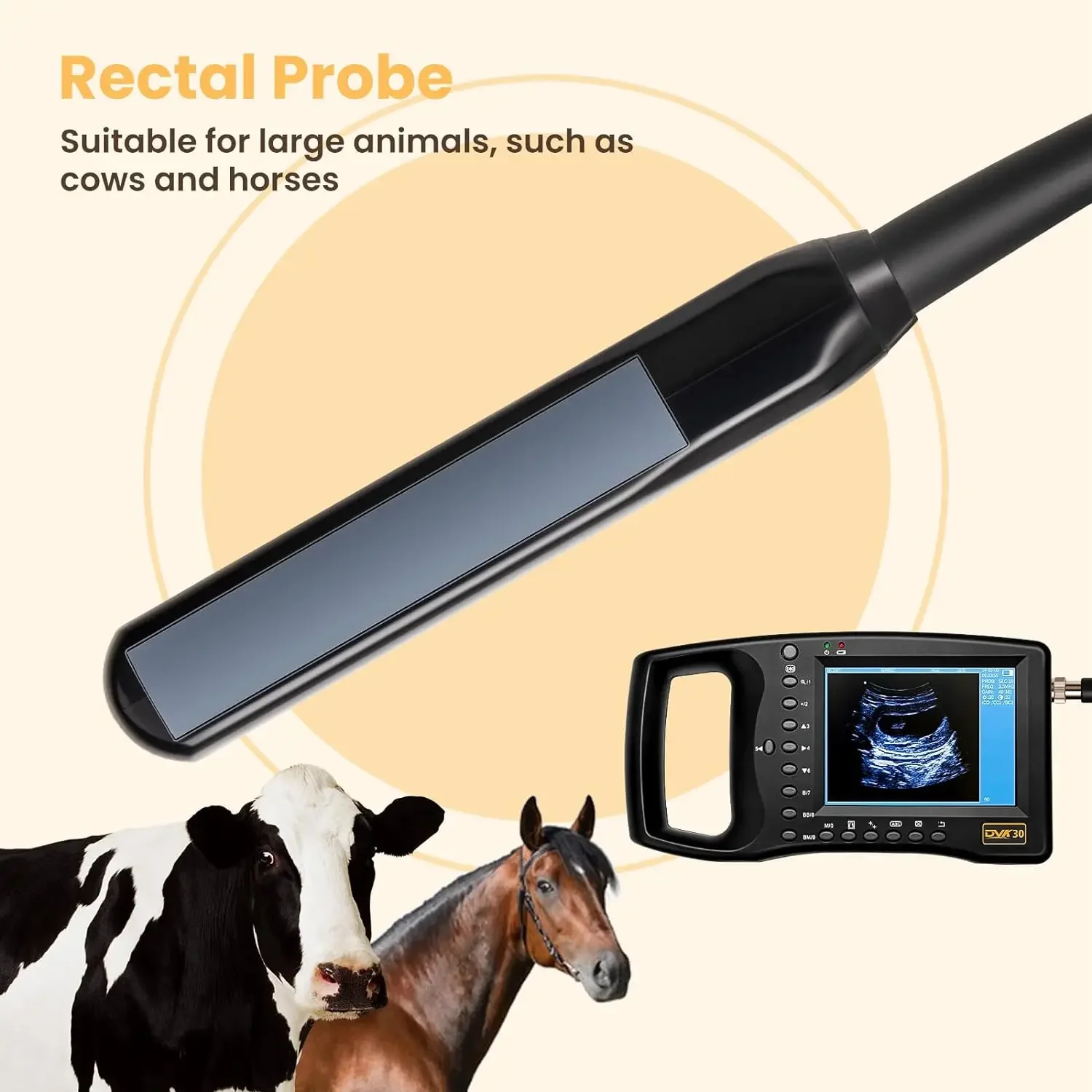 Handheld Ultrasound Machine for Pregnancy Horse & Cows and Other Large Animals - Portable Veterinary Ultrasound Machine