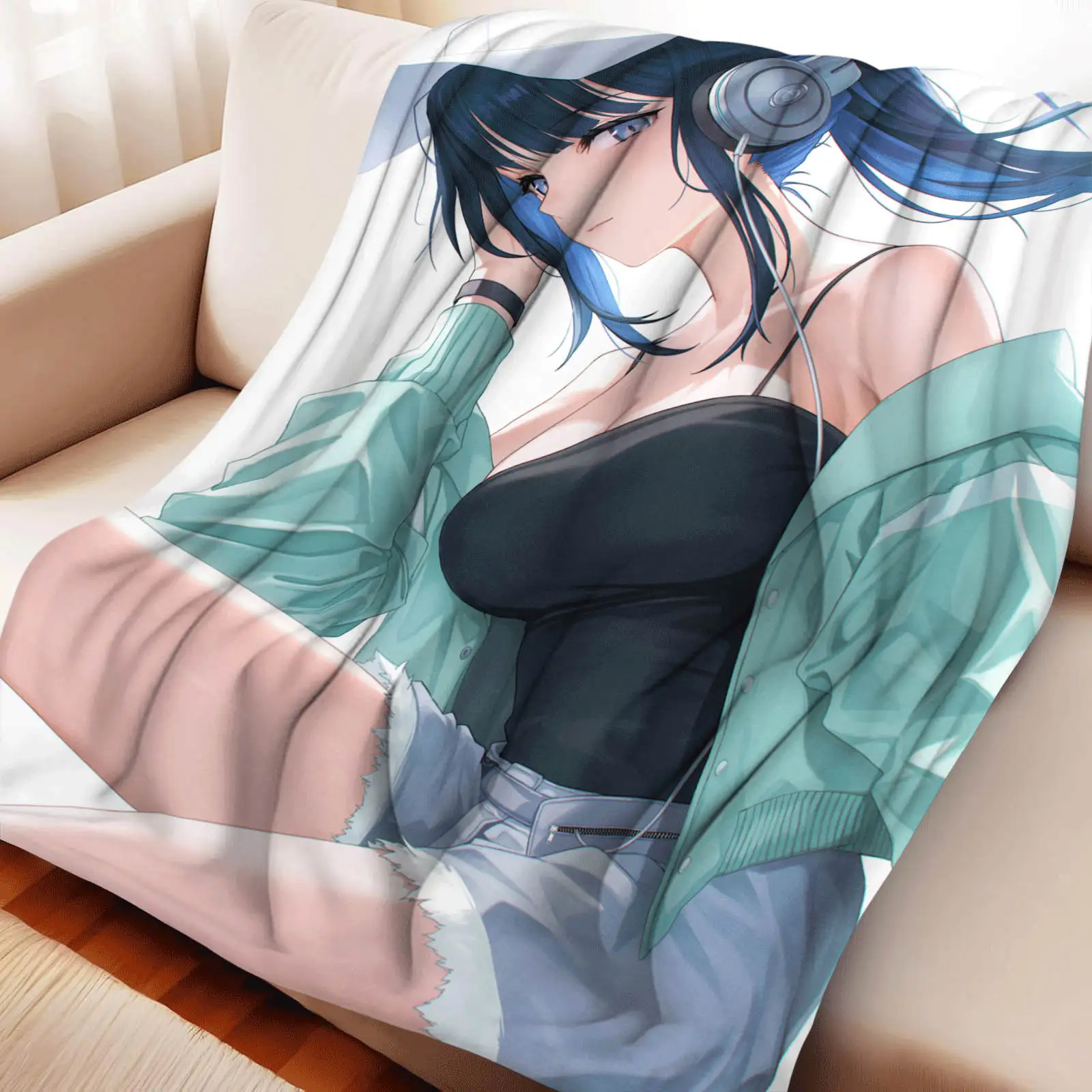 

Плед из фланели Blue Archive: теплый, мягкий, аниме-дизайн, многофункциональный, универсальный декор