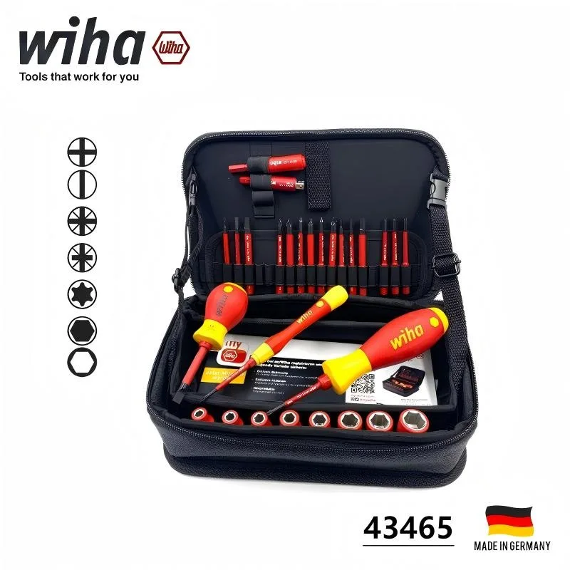 

Набор многофункциональных отверток WIHA 43465, 32 предмета - изолированные биты 1000В переменного тока, сменные насадки, кейс для инструментов для электромонтажных работ/домашнего ремонта
