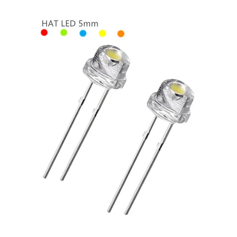 5mm Hat LED diode F5 High bright white red green blue yellow orange pink uv chips short pin 2v 3v 1000PCS