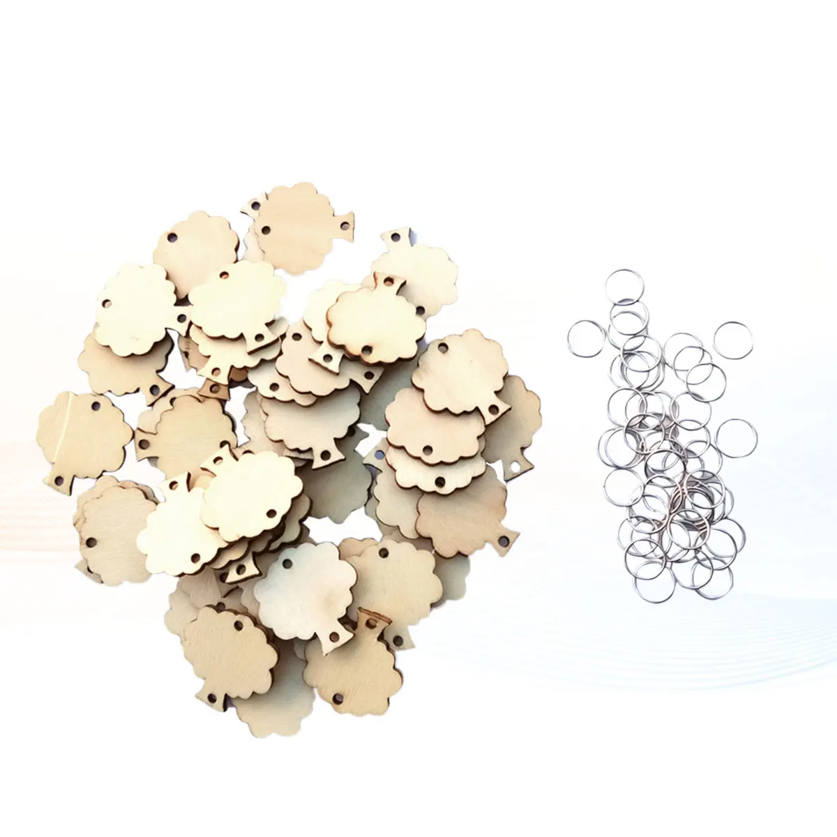 

100Pcs Wooden Discs And Wire Hoops Crafting Kit For Birthday Festival Party Decorations And Photoshoots