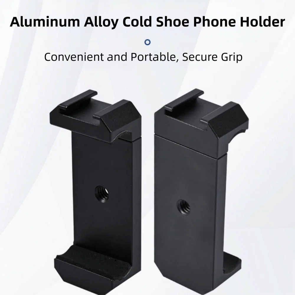 Universal Phone Tripod Mount 1/4'' Screw Hole Spring Clamp Smartphone Holder Multi-angle Cold Shoe Slot Phone Clip Photography