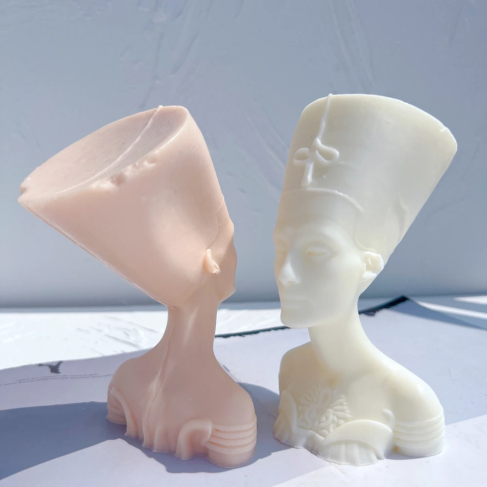 Imagem -04 - Nefertiti Estátua Egípcia Silicone Vela Mold Escultura Mitologia Antiga Molde de Cera de Soja Figura Decoração