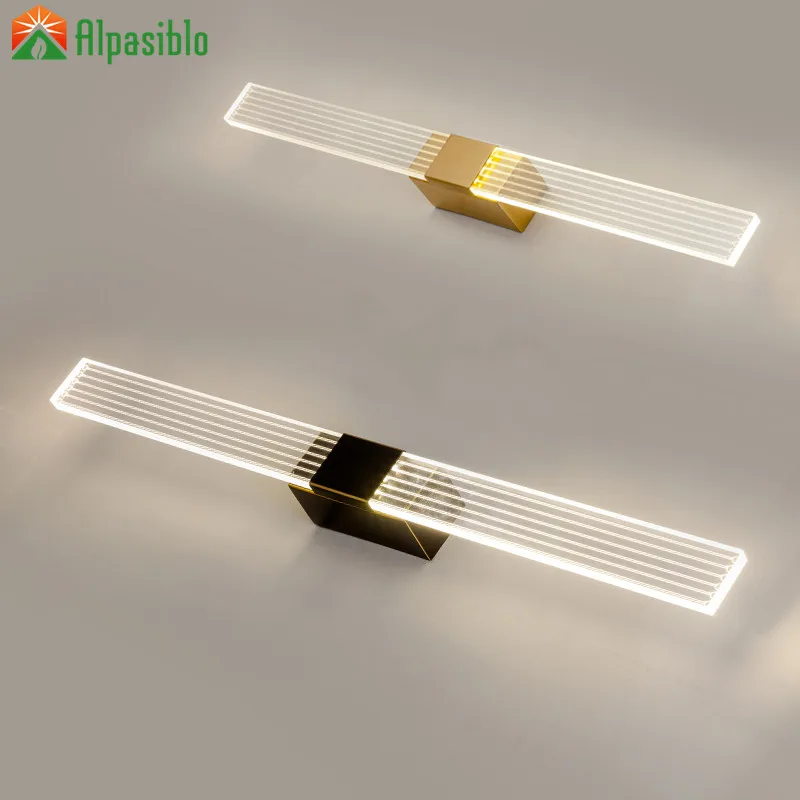 Minimalism Simplicity Led Acrylic Wall Lamp Bathroom Mirror Front Light Long Warm white Bedding Room Living Indoor wall Lights