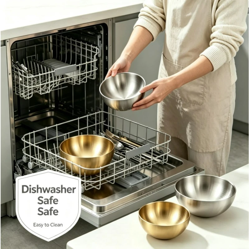 Stainless Steel Mixing Bowls Metal Serving Salad Bowls, Baking Food Storage Containers for Baking, Cooking, Making Salads, Soups view 5
