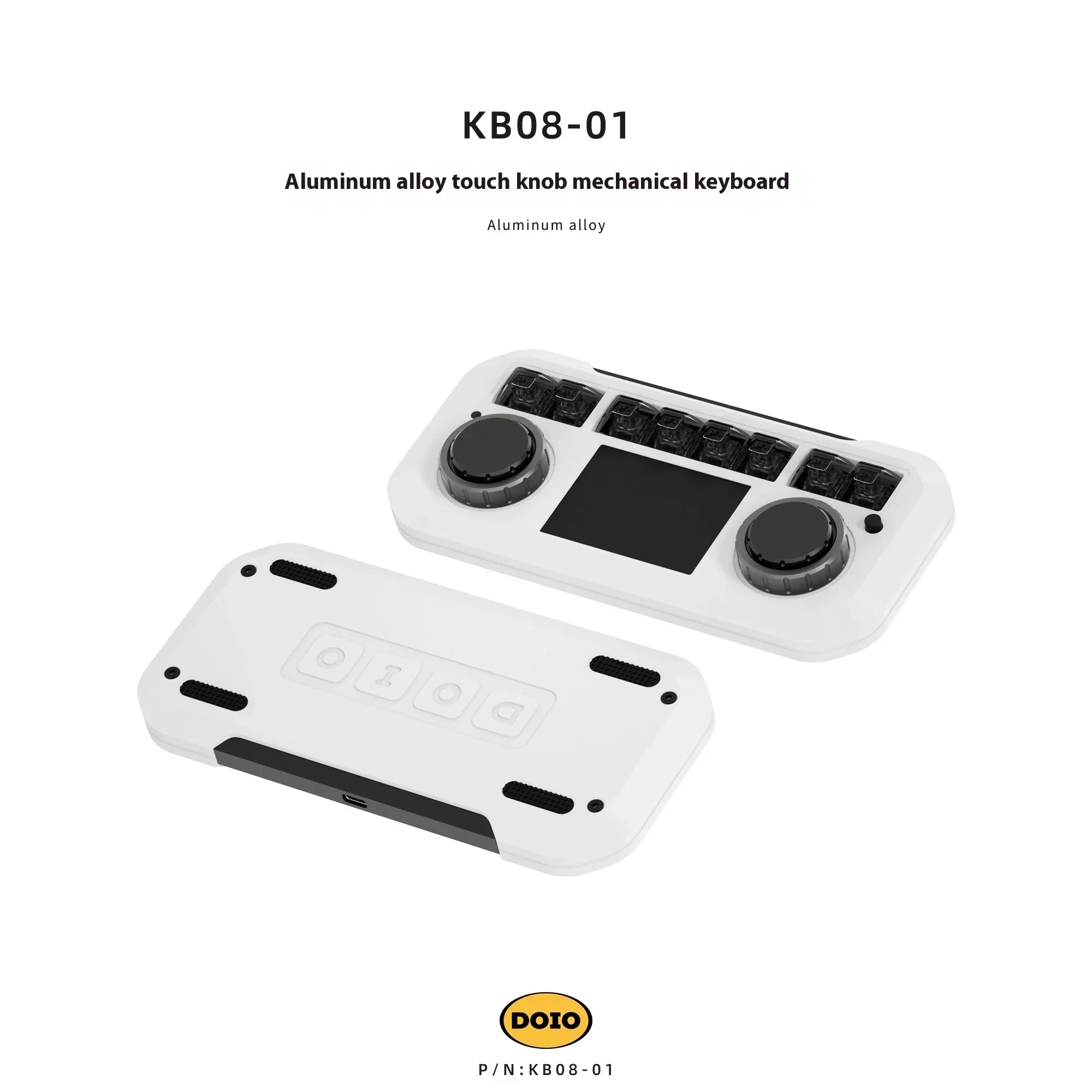 DOIO KB08-01 Mechanical Keyboard Integrated Touchpad Double Knob Double Layer Designer Aluminum Alloy Mini Keyboard Accessories