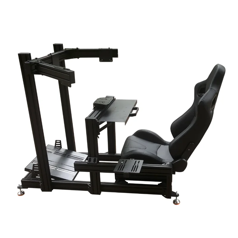 Custom Aluminum 4080 Formula Style Sim Racing Cockpit Full Setup Sim Rig With Seat Three Monitor Mount Keyboard Racing Simulator