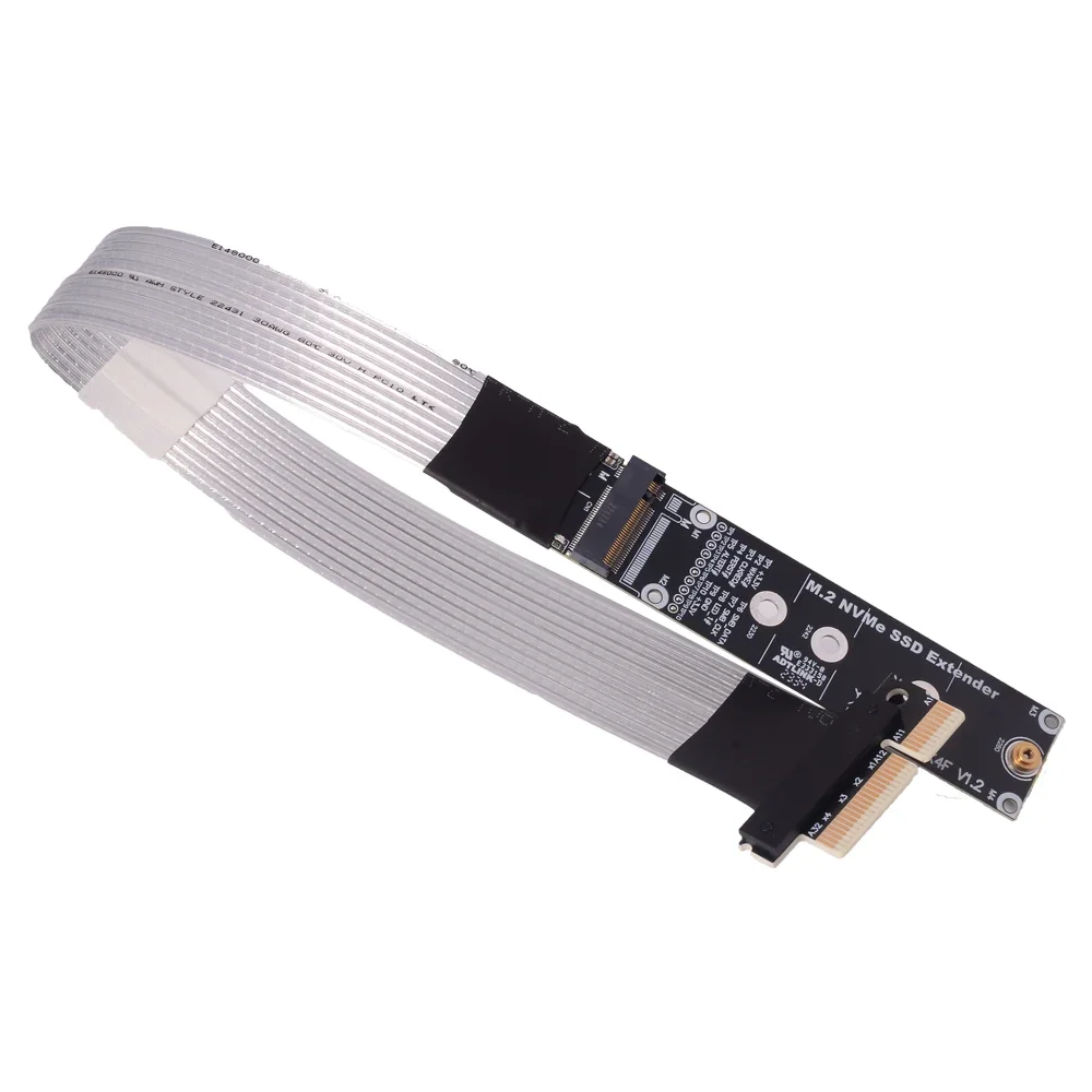 PCIe 4.0 X4 to M.2 NVMe Extension Cable 2280 Standard Size SSD Adapter Card Riser Full Speed 64Gbps Support for PCIe 4.0 X4
